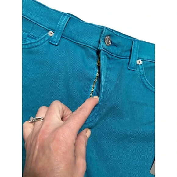 NWT 7 For All Mankind Teal Denim Cur Off Shorts-sz 26 - Picture 6 of 7